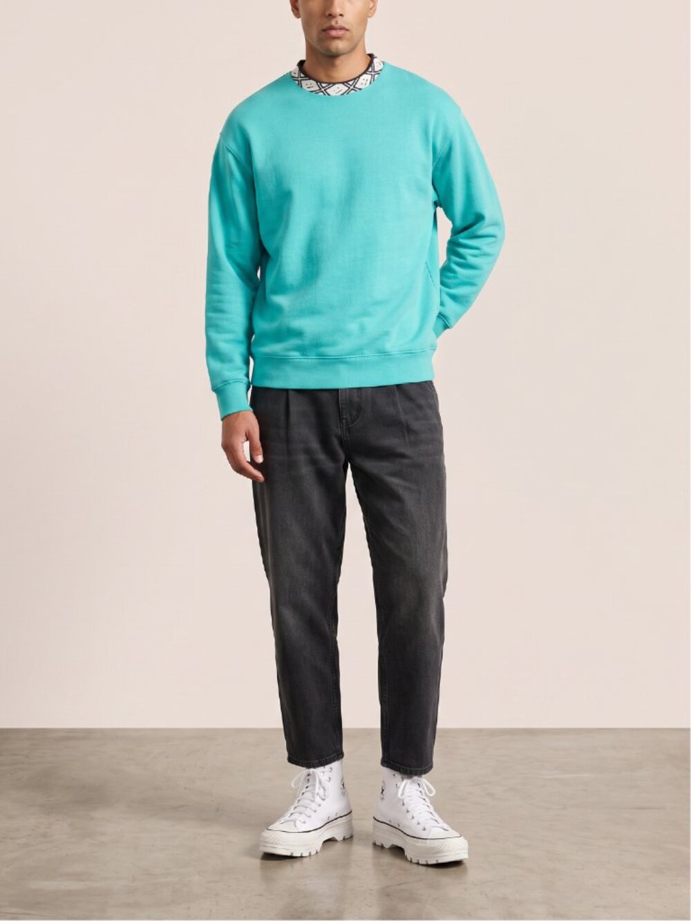 Exceptional ACNE STUDIOS Faded Mint/Turquoise Logo Crewneck